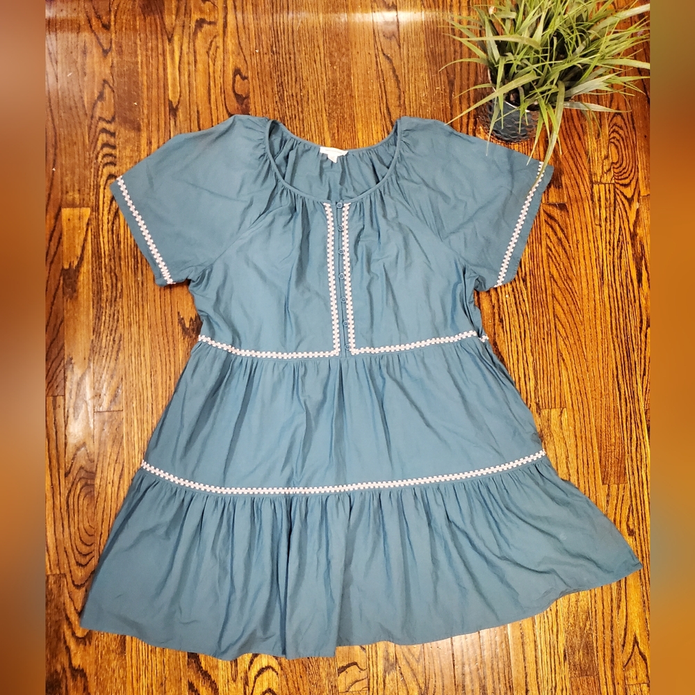 Beachlunchlounge Women's Puff Slevee Flounce Teal Mini Dress Size XXL - Picture 6 of 14
